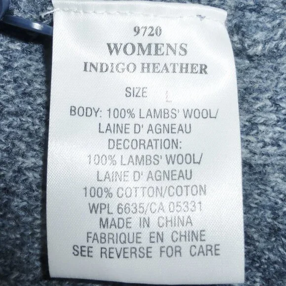 Vintage Woolrich 100% Lambs Wool Embroidered Sweater Indigo Heather Ski Deer LG - Picture 7 of 8